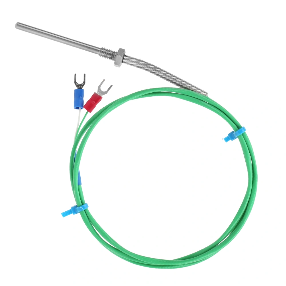 KType Thermocouple Probe Twisted Pair Shielded Screw Temperature Sensor 0200℃ Green M6x50mm(1meter )