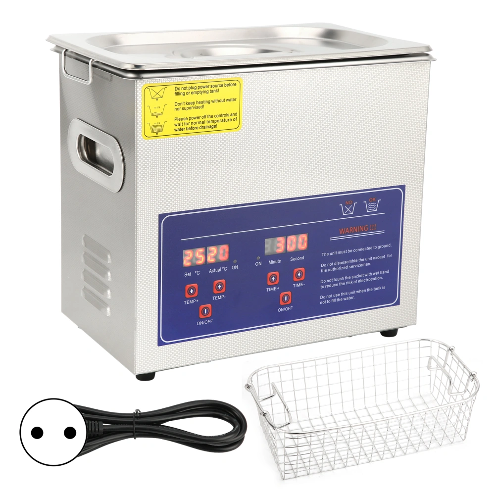 Ultrasonic Cleaner with Heater Stainless Steel Timer Industrial Grade Machine PS‑20AEU Plug 220V