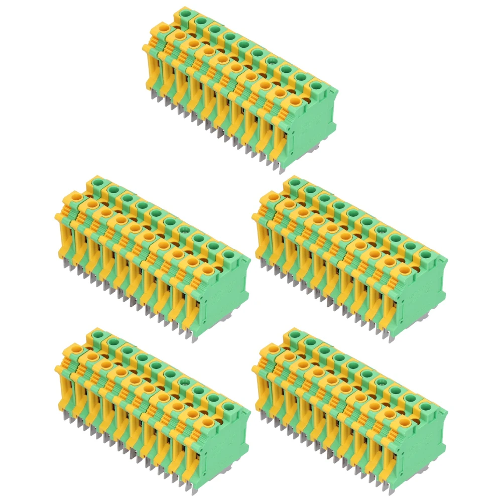 50Pcs DIN Rail Mount Terminal Flame Retardant Grounding Terminals Block 76A USLKG-10