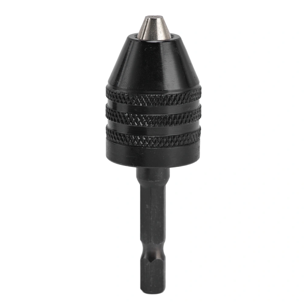 Keyless Drill Chuck Impact Driver Bit Adapter Converter 3 Jaws 1/4in Hex Shank 0.6‑8mm Black