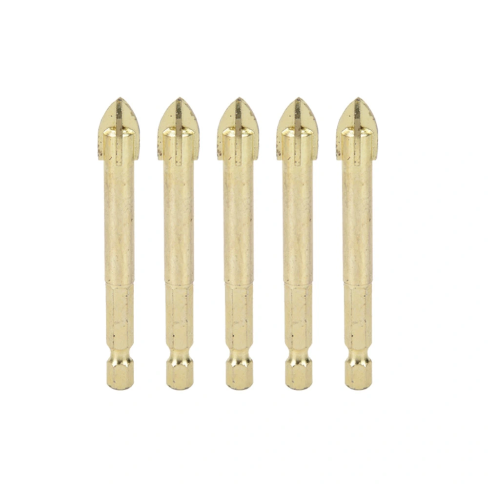 Triangular Twisted Drill Bits Carbide Hex Shank Cross Drill Bit for Ceramic Tiles (10mm 5pcs)