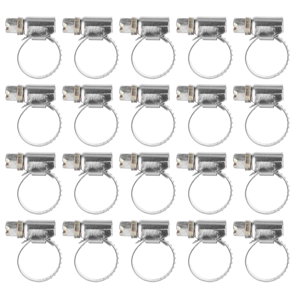 20Pcs Hose Clamp Stainless Steel Rustproof Anticorrosion Sturdy Hose Clip for Motor Vehicles Petrochemicals19-29mm