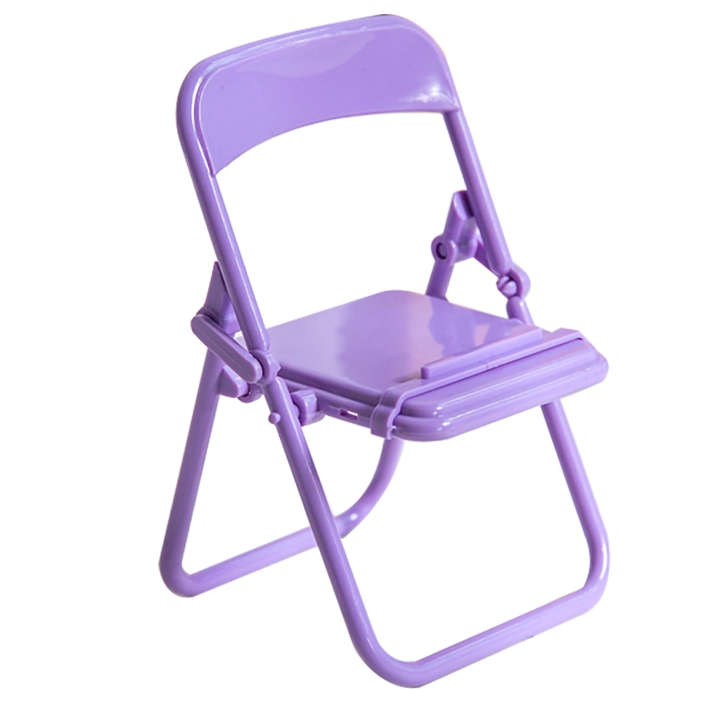 Cute Chair Phone Holder Plastic Folding Phones Stand Bracket for Students Dormitory TabletopsGrape Purple