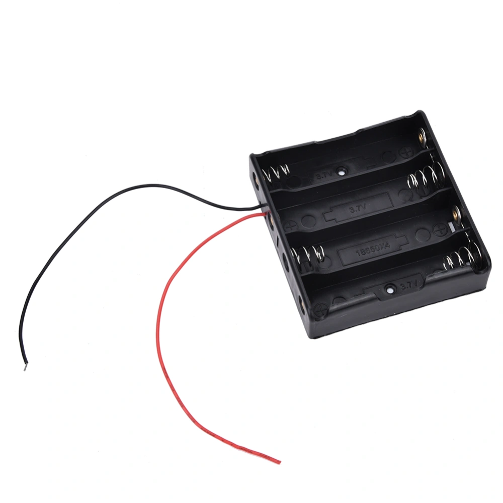 Plastic Battery Case Fit for 18650 3.7V Battery Storage Holder Case with Wire Lead(4 Battery)