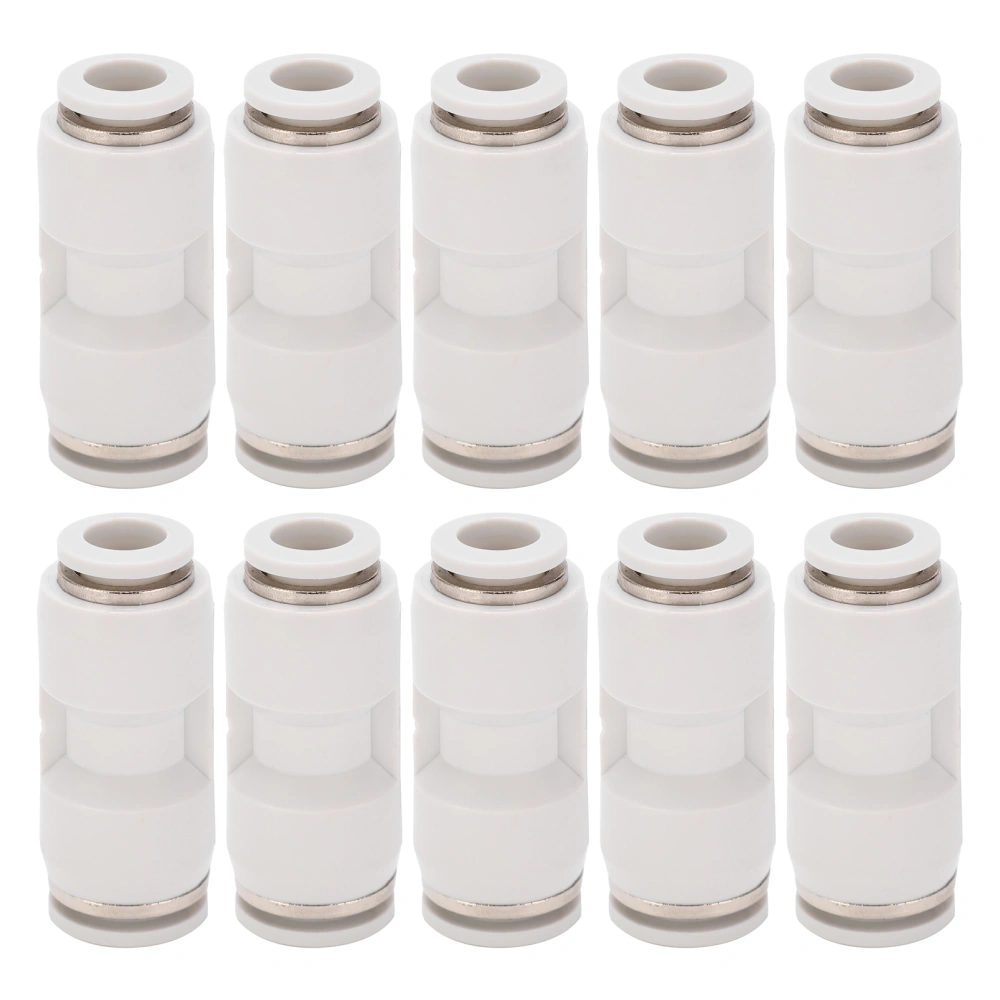 10Pcs Straight Reducing Connector Quick Release Pnuematic Air Hose Reducer Tube Fittings WhitePG12-8