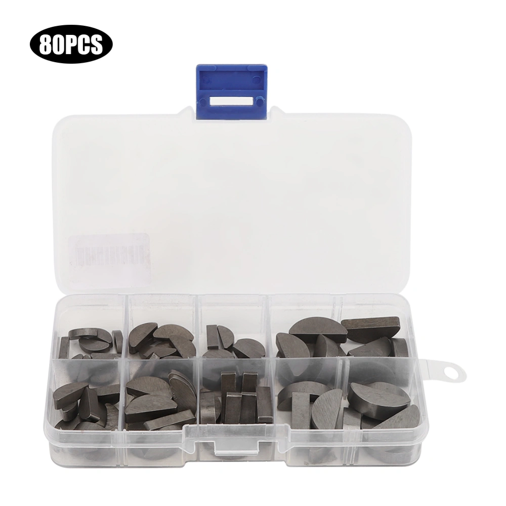 80Pcs Stainless Steel Semicircular Woodruff Key Kit Assortment Various Sizes with Storage Box