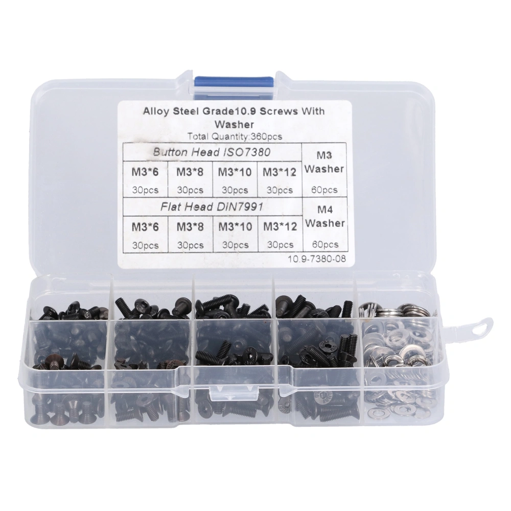 240Pcs Screw Stainless Steel Pan Head Countersunk Hex Screws with 120Pcs Washer Assortment Kit