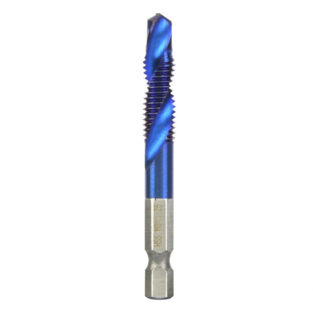 High Speed Steel Plated Blue 6.35mm Hex Shank Tap Drill Bit HSS Compound Tap (M8)