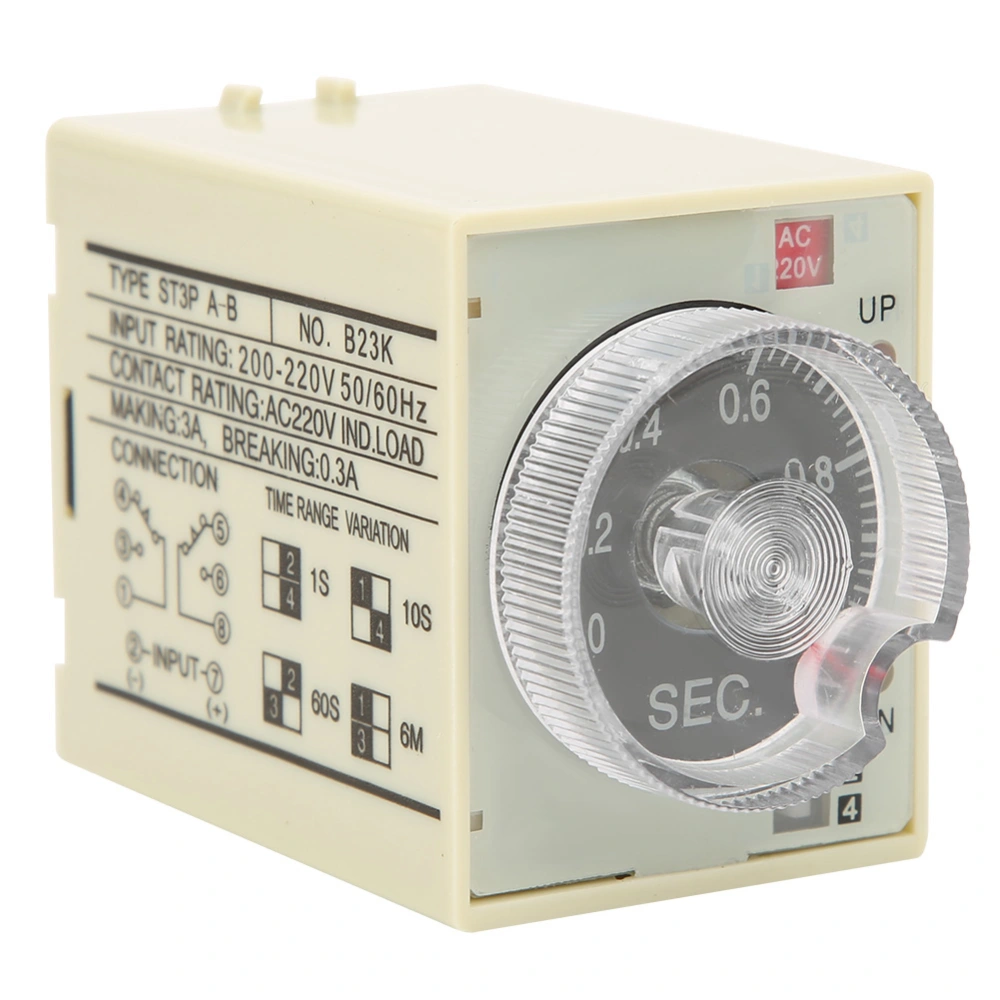 Delay Timer Time Relay Adjustable Knob Anti Interference PC Shell ST3PA B AC220V 50/60Hz