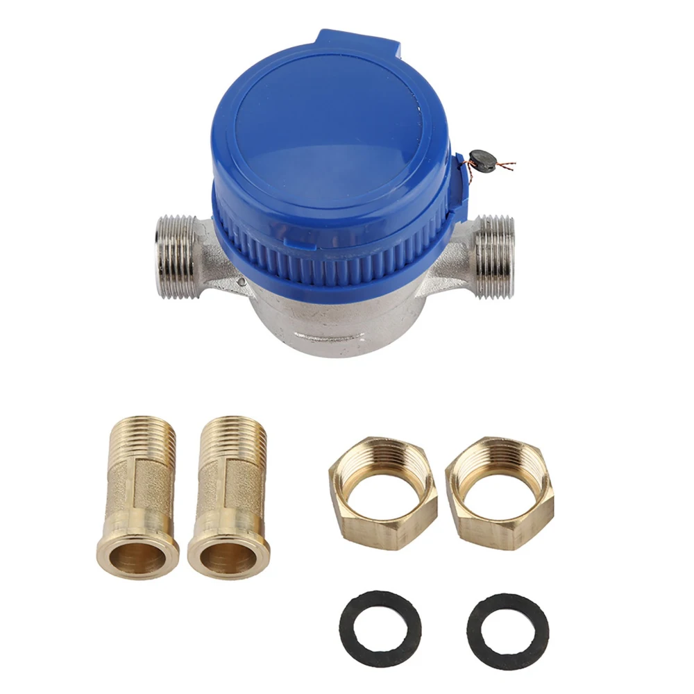 Copper 1.5m3/h 0-40℃ Mechanical Water Meter 15mm 1/2 inch Water Flow Gauge