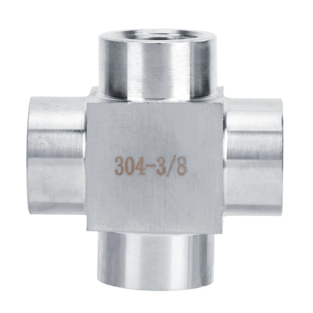 304 Stainless Steel Tee 4-Way G3/8 Female Thread Pipe Fitting Connector Adapter4 Way G3/8