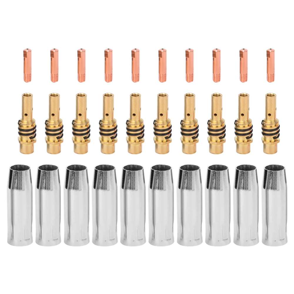 10pcs Welding Gun Protection Nozzles 10pcs Contact Tips 10pcs Nozzle Holder for Binzel 15AK