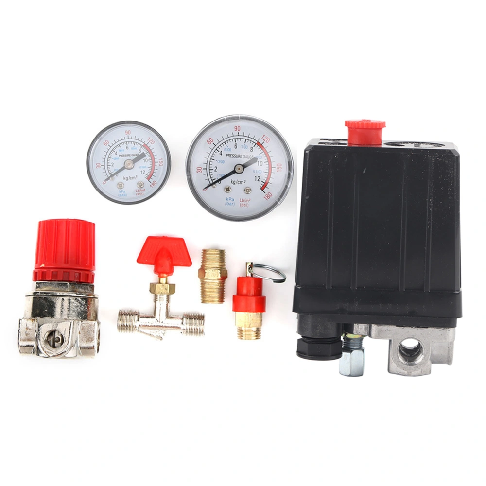 Pressure Valve Switch 4-Holes Manifold Relief Regulator Gauges Air Compressor Accessories