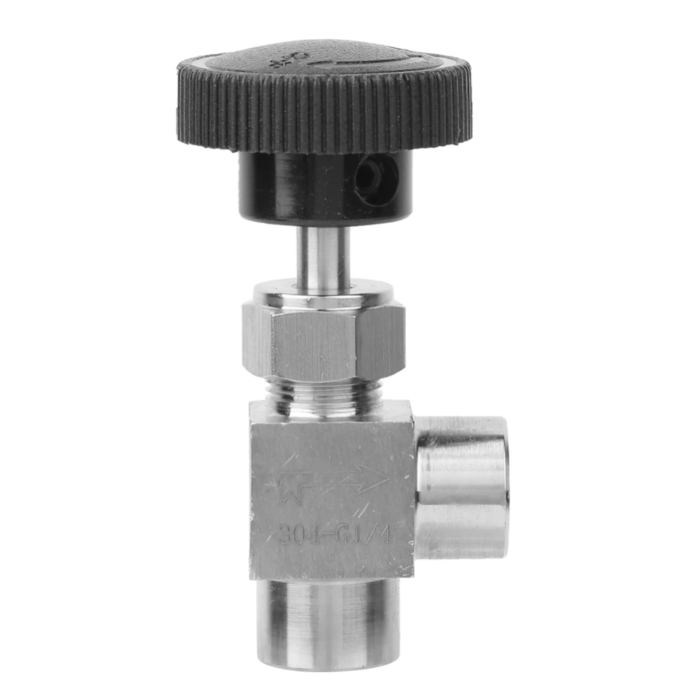 BSPP Female Thread Needle Valve 304 Stainless Steel Angle Type Stop Valve for Water Gas Oil Fuel1/4