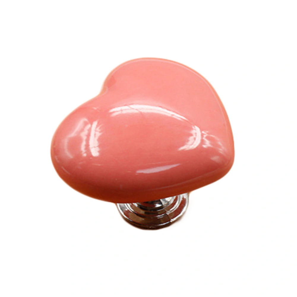 Heart Shape Ceramic Door Knob Drawer Cupboard Wardrobe Furniture Pull Handle (Pink, L)