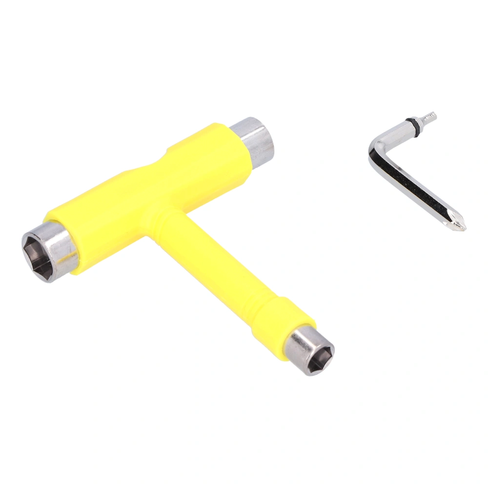 Skate Tool MultiFunction Portable Skateboard TType Hex Key Kit Fastener Hardware Yellow