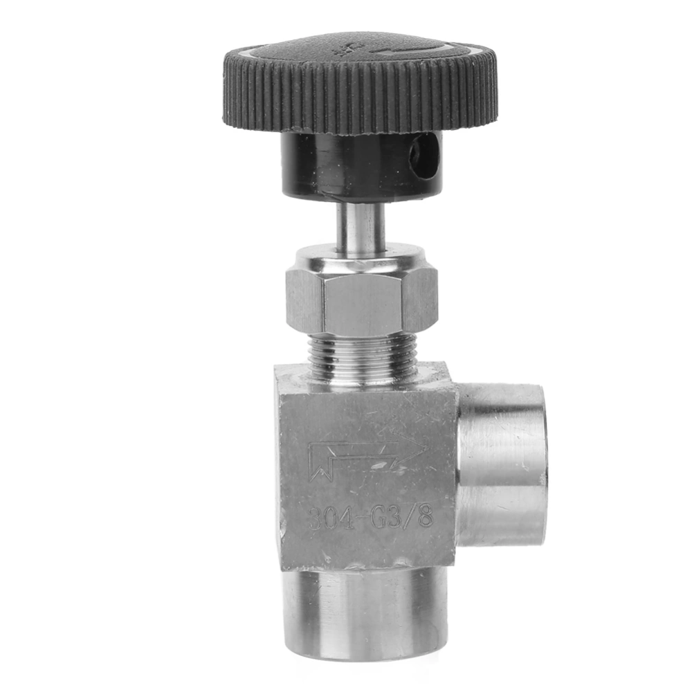 BSPP Female Thread Needle Valve 304 Stainless Steel Angle Type Stop Valve for Water Gas Oil Fuel3/8