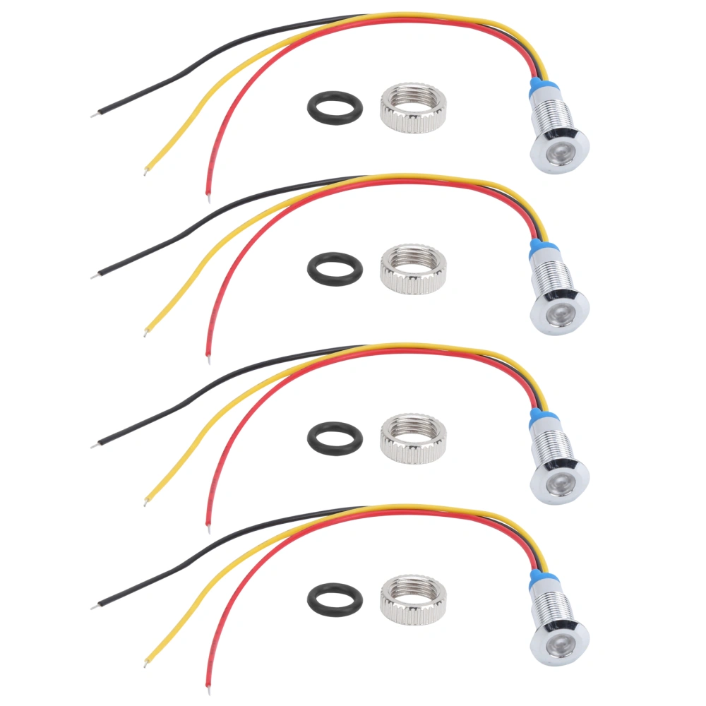 4 Set LED Indicator Light Signal 2Color Common Anode Waterproof Metal 8mm (Rouge jaune )