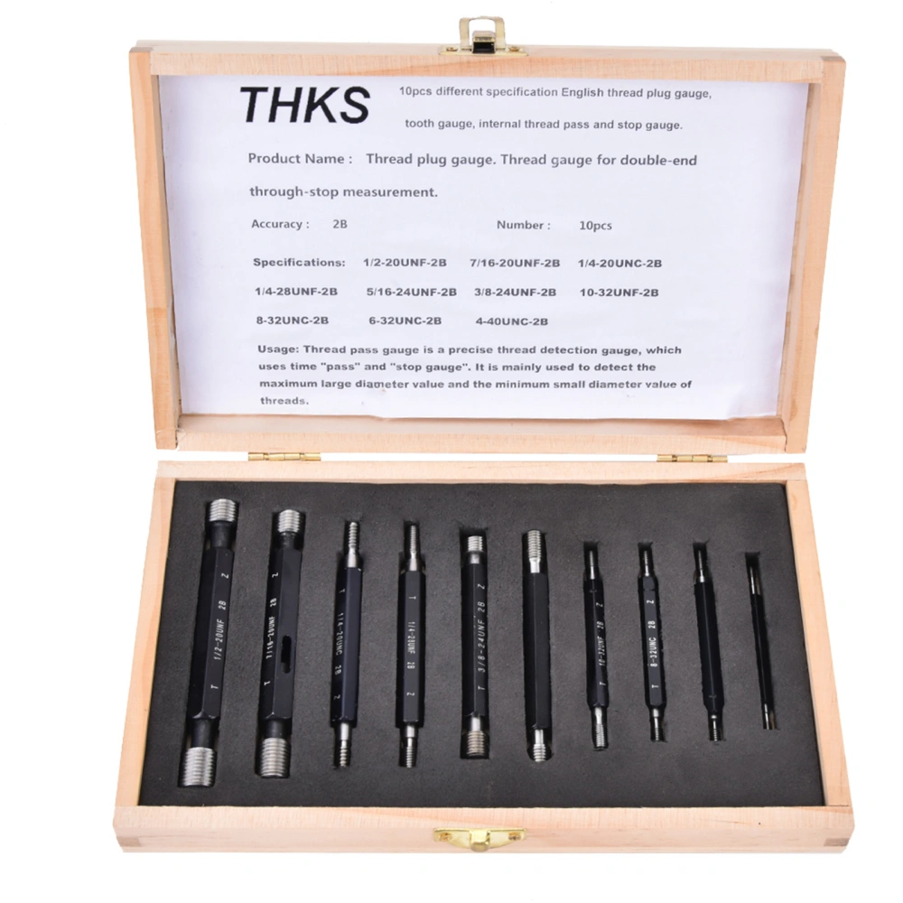 10Pcs Thread Plug GageHigh Accuracy Double End Through stop Measurement Hand Tool(Type B)