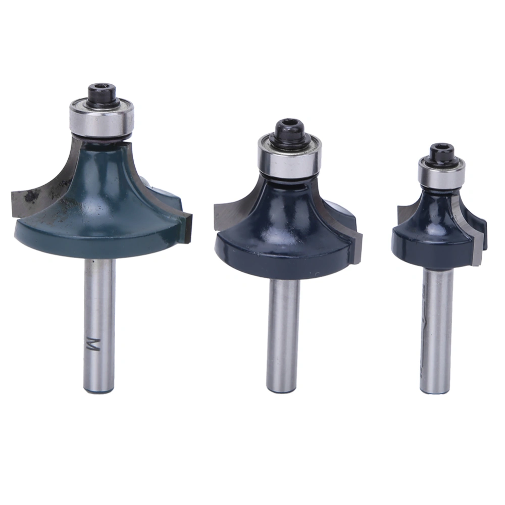 3pcs Corner Round Over Router Bit 1/4 Inch Shank with Bearing Woodworking Milling Cutter