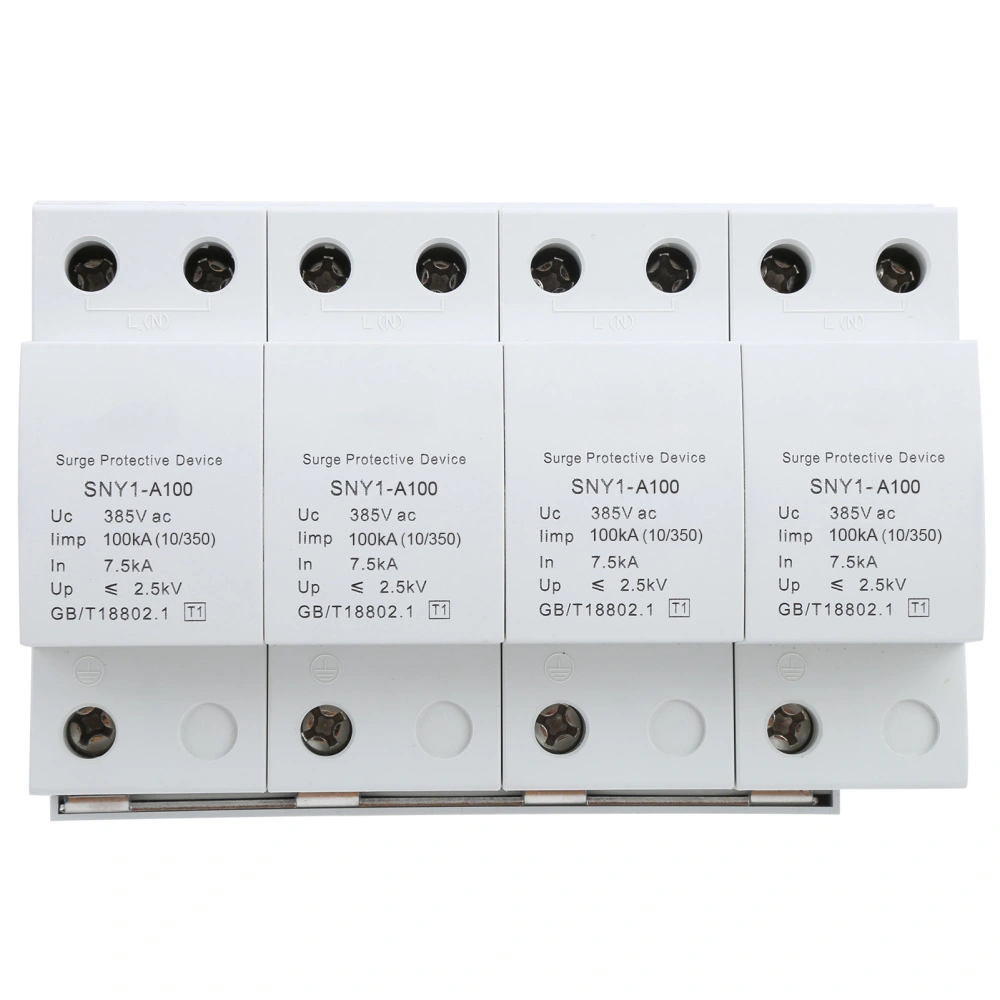 4P Surge Protector Arrester AntiThunder Protection Circuit Breaker Household 385VAC(100KA )