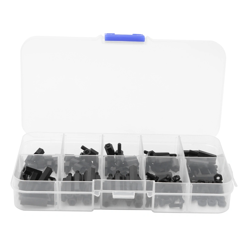 140 Pcs Nylon Screw Kit M2.5 Round Cross Screw Nut Female Male Standoff Set(Black )