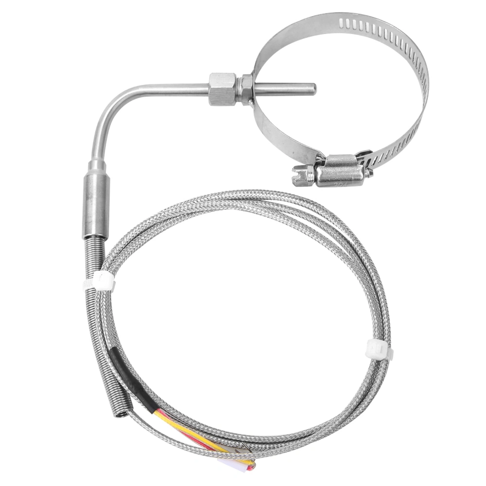 K Type Temperature Sensor Elbow Exposed Tip Stainless Steel Temperature Probe with Retractable Circle 1m / 3.3ft Line