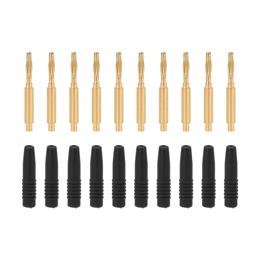 10pcs Banana Plugs Gold Plated 2mm Male Connector Insulated Metal Plugs with Housing for Testing EquipmentBlack