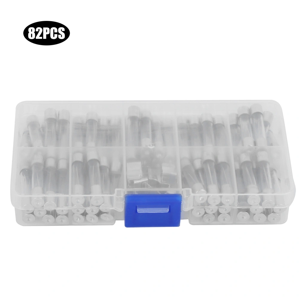 82Pcs 6x30mm 0.5A~30A Glass Tube Fuse with Fuse Holder Assorted Assortment Kit