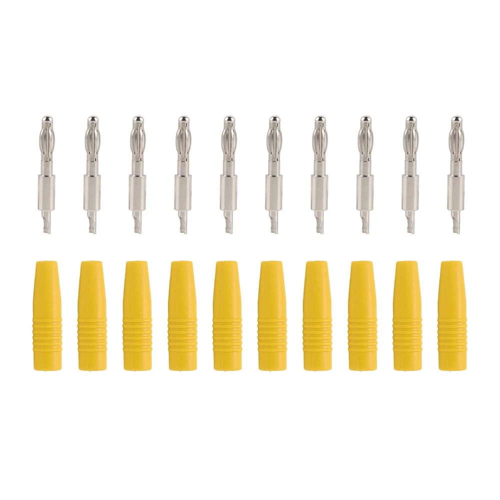 10Pack 4mm Banana Solder 22.040 Plug Banana Plug DIY Male Connector Adapter for Multimeter Test Leads SpeakerYellow