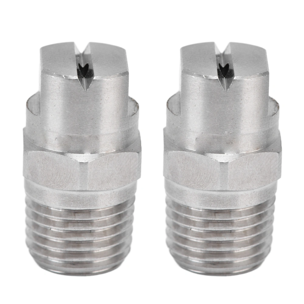 2Pcs Flat Fan Spray Tip Stainless Steel Strong Toughness Durable Adjustable Waterflow Wide Angle Atomizing Nozzle95°