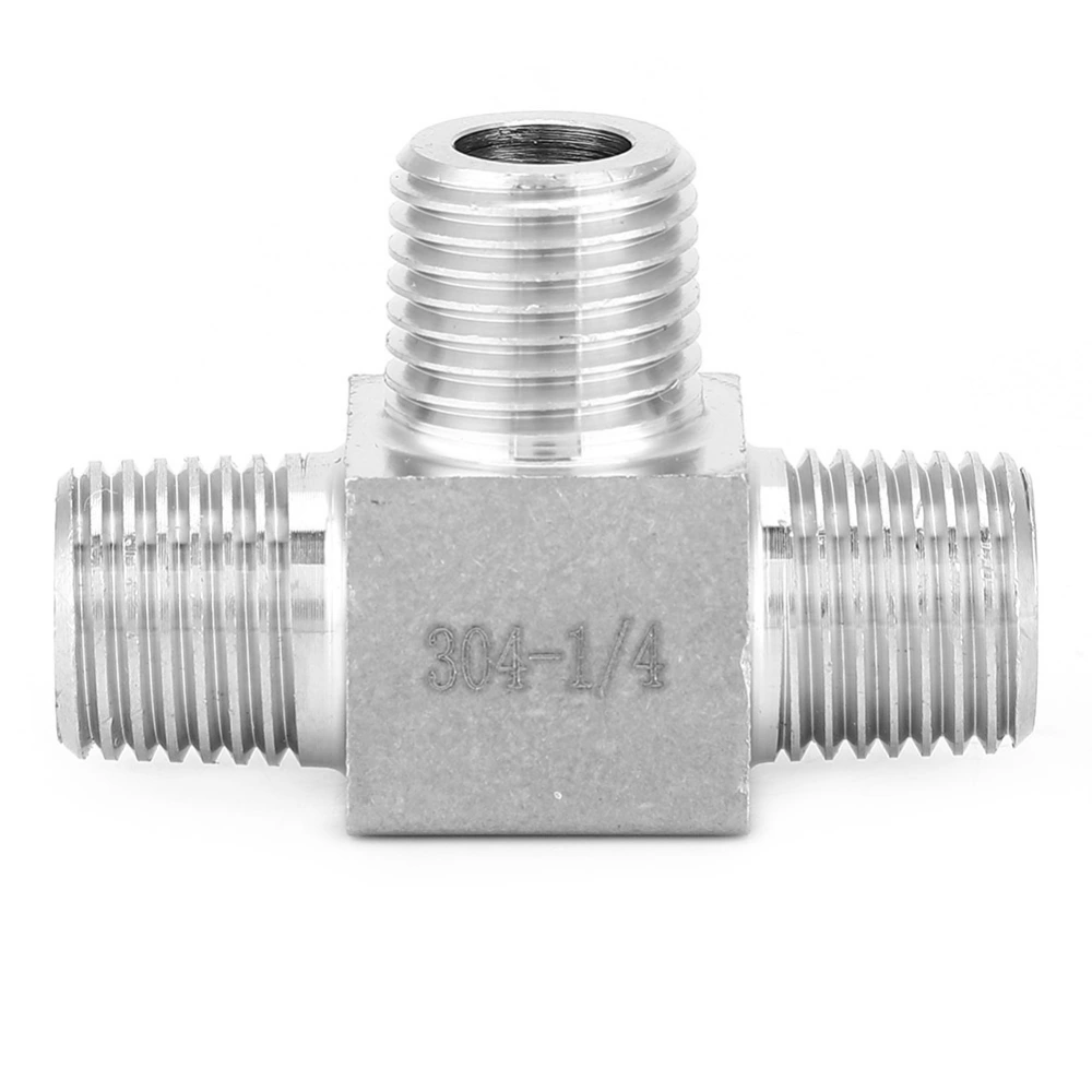 Stainless Steel Pipe Connector 3 Way BSPT Male Thread Hose Pipe Fitting ConnectorBSPT 1/4in