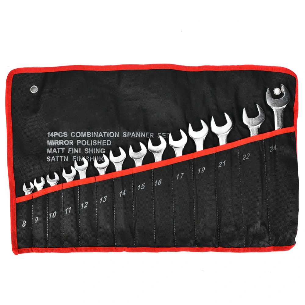 14pcs 8-24mm Combination Wrench Set Metric Ratchet Socket Spanner Nut Driver Repair Tool Kit