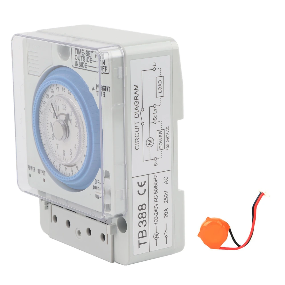 TB388 Mechanical Timer 15 Minutes 24 Hours Time Switch Relay AC250V 20A Non Power Failure