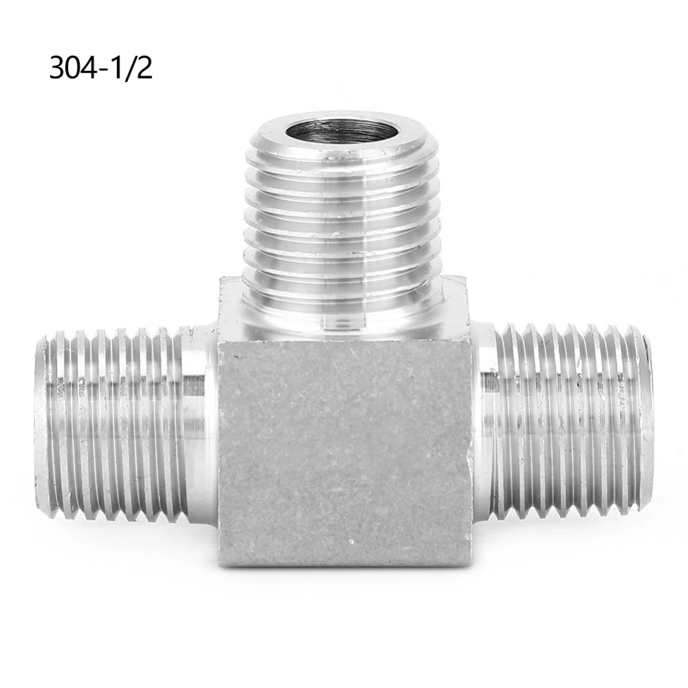 Stainless Steel Pipe Connector 3 Way BSPT Male Thread Hose Pipe Fitting ConnectorBSPT 1/2in