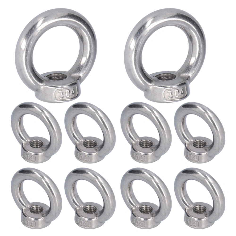 10Pcs Lifting Eye Nut Stainless Steel Ring Shape Fastener Tools for Forestry MachineryM6