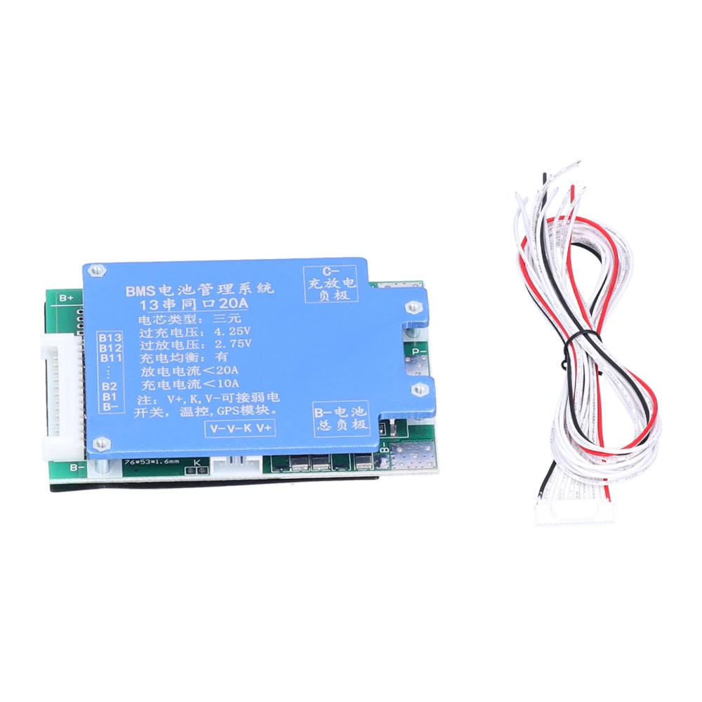 13S 48V 20A Lithium Battery Charger Board BMS Lithium Battery Protection Module with GP5 Port