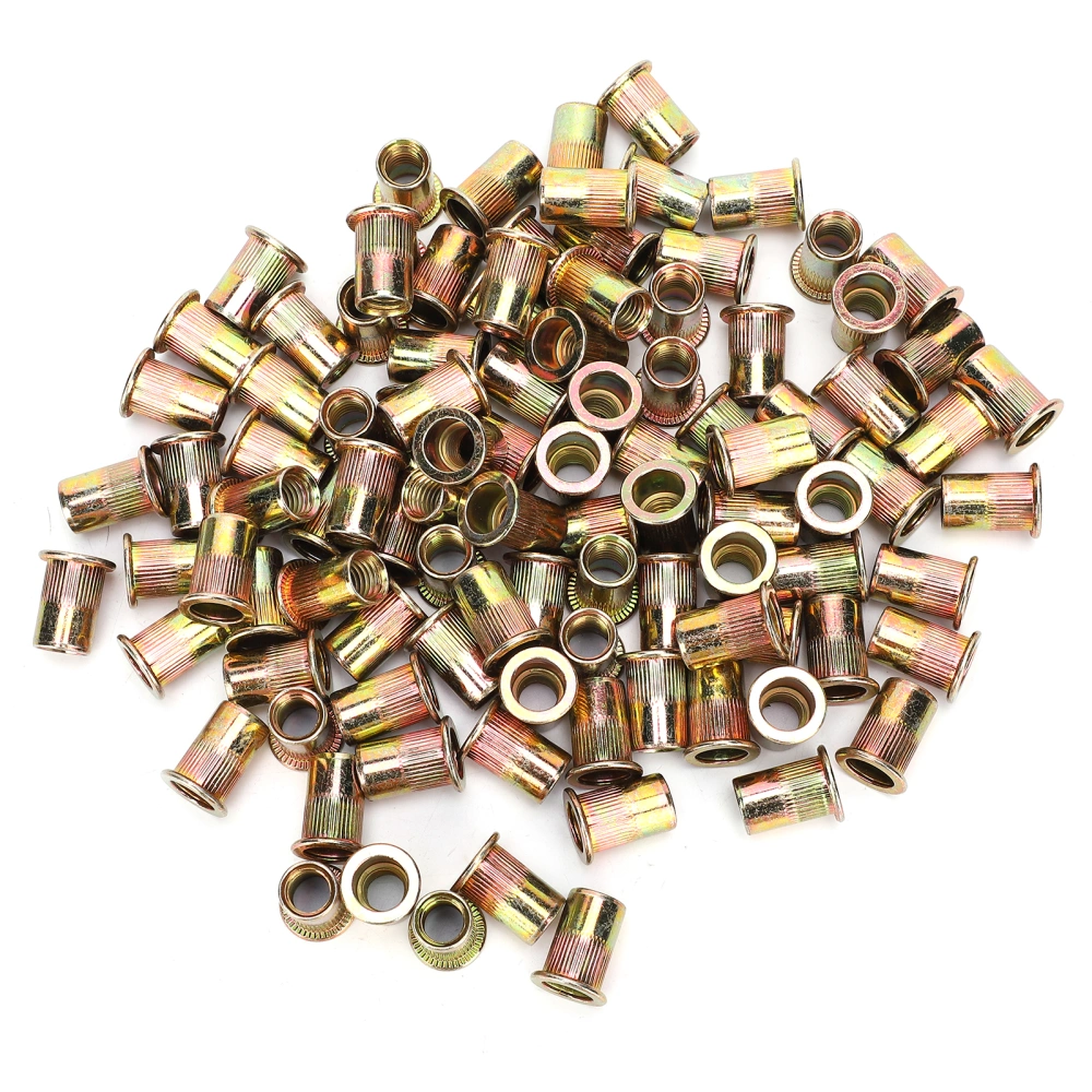 100Pcs Rivet Insert Nut M10 Carbon Steel Color Plated Zinc Rivnut Nutsert Fastening Parts Hardware