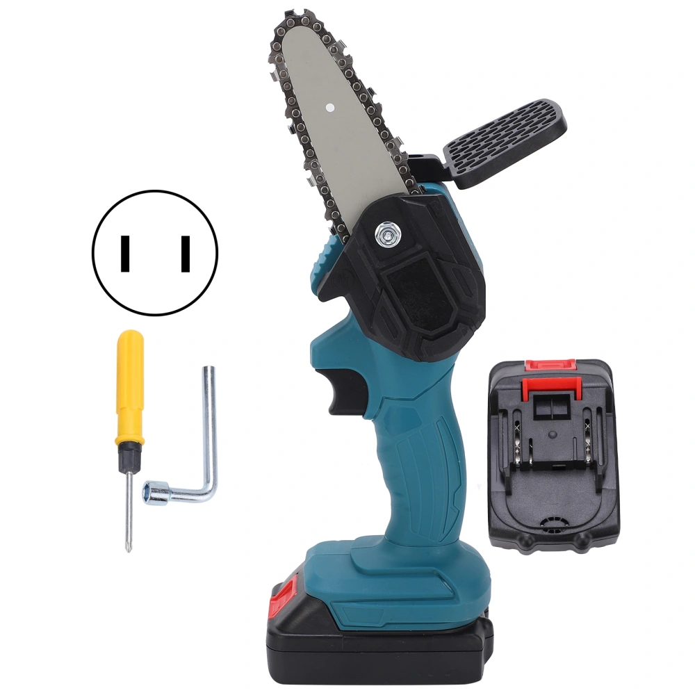 Mini Hand Saw 4in Portable Electronic 1‑Handed Trimming Tool Chainsaw with Brush AC100‑240VBlue US Plug