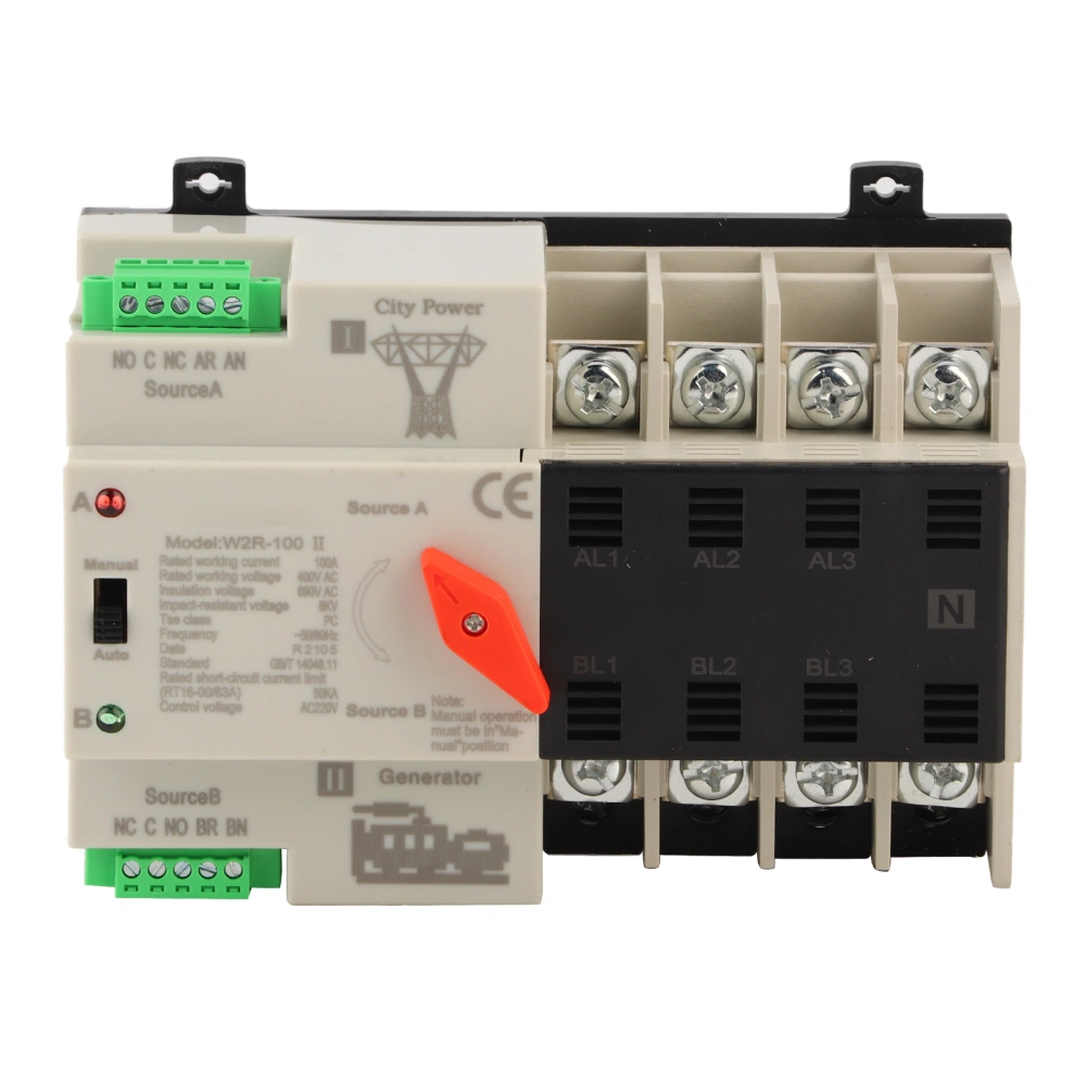 W2R-100 Dual Power Supply Automatic Transfer Switch 4P 100A Power Transfer Switch