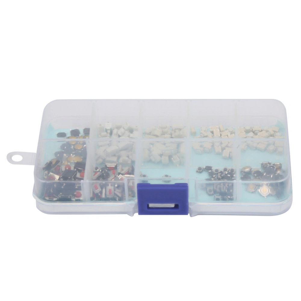 250 pcs Mixed 10 Types of Remote Control Tactile Push Switch Kit for Multiple Purposes