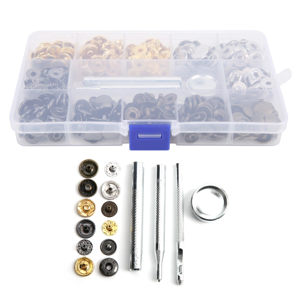 120 Sets Leather Snap Buttons Colorful Metal Press Studs Fasteners Kit with Binding Tool