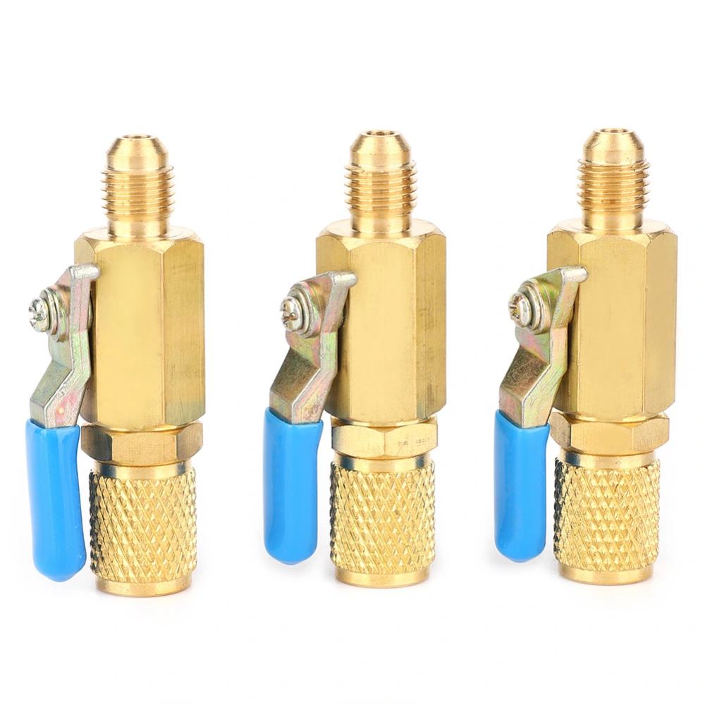 3 Pcs Ball Valve R12/R134/AR410 Refrigerant Ball Valve Adapter Switch for 1/4SAE MalE Female(1/4'' BV1414FM)