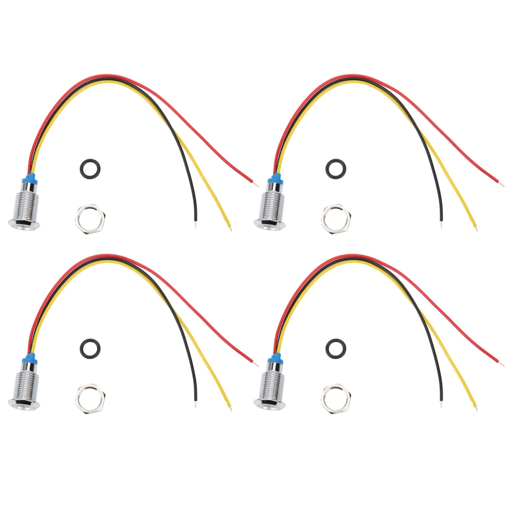 4 Sets PreWired Round LEDs Waterproof Dustproof 2-Color Common Cathode 10mm (Red and Yellow )