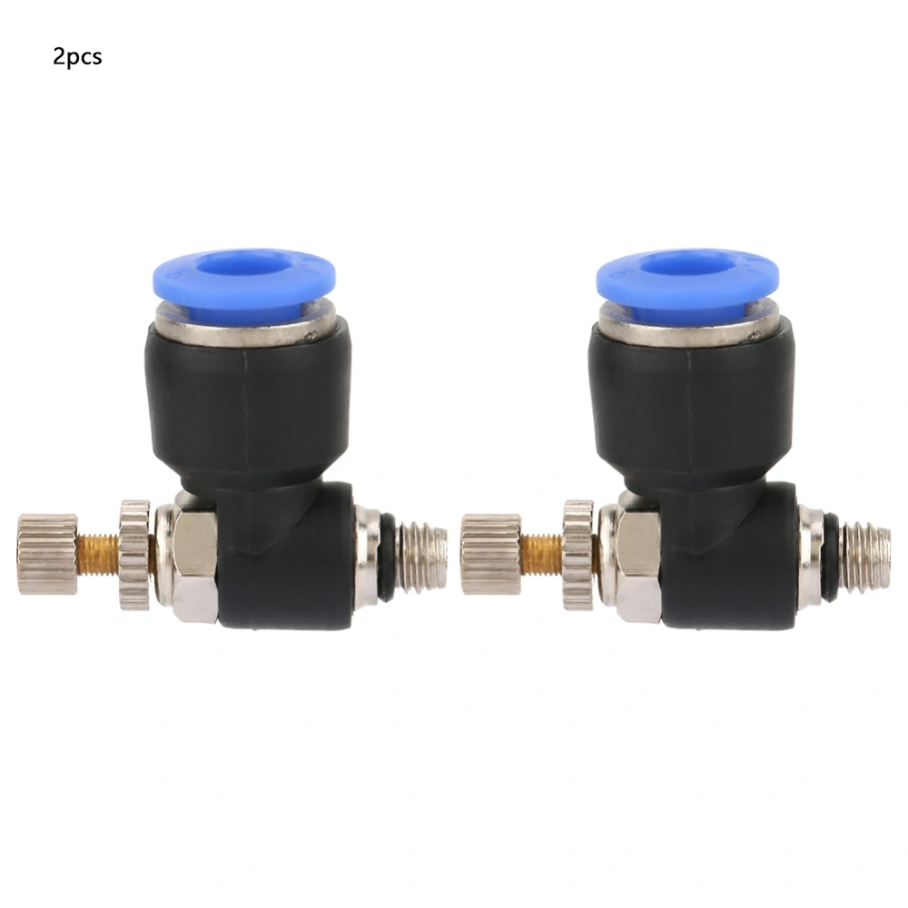 2pcs Tube Air Flow Speed Controller Pipe Pneumatic Fitting Regulator Valve(SL6-M5)