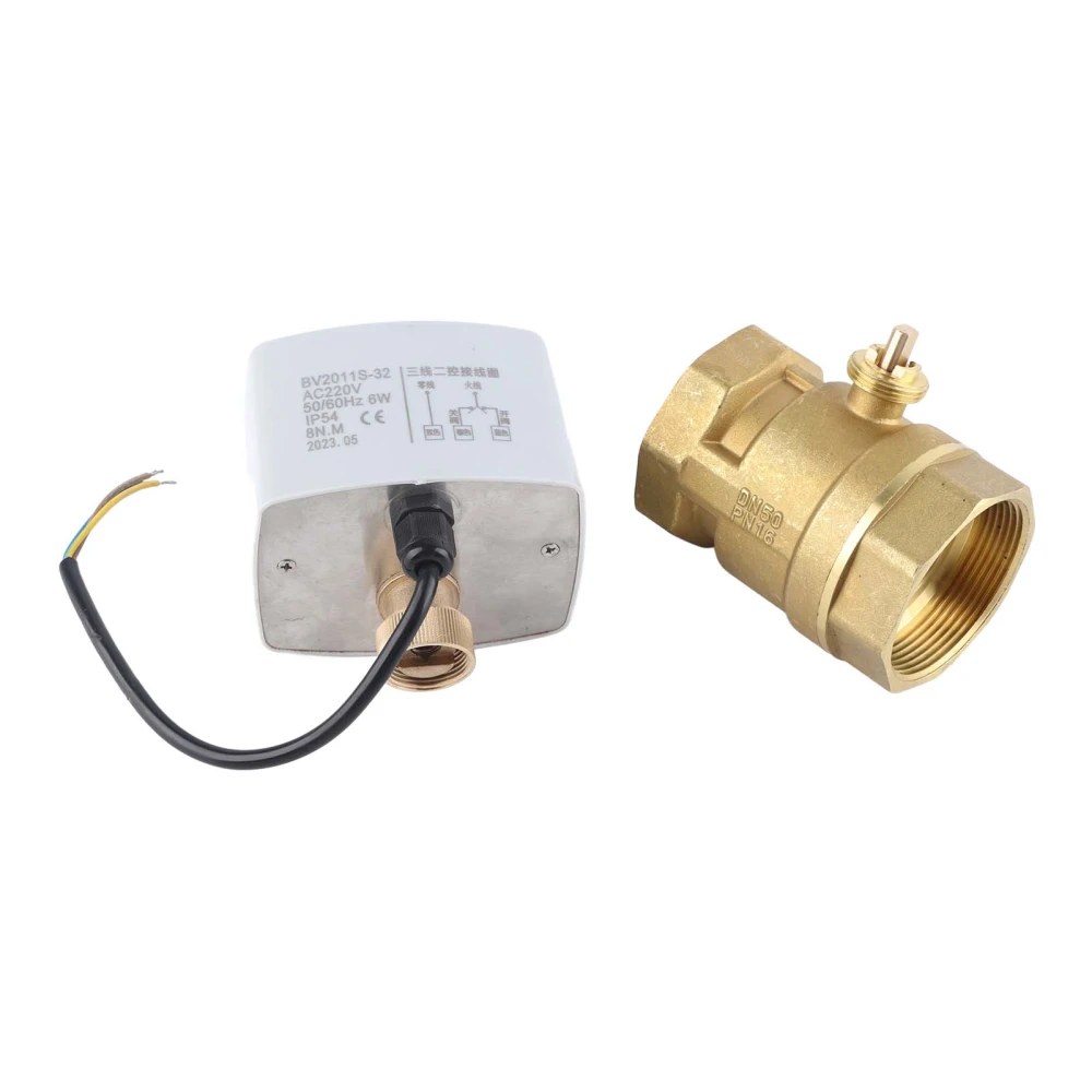 AC220V DN50 2" Inch 2‑Way 3‑Wire Brass Electric Motorized Ball Valve