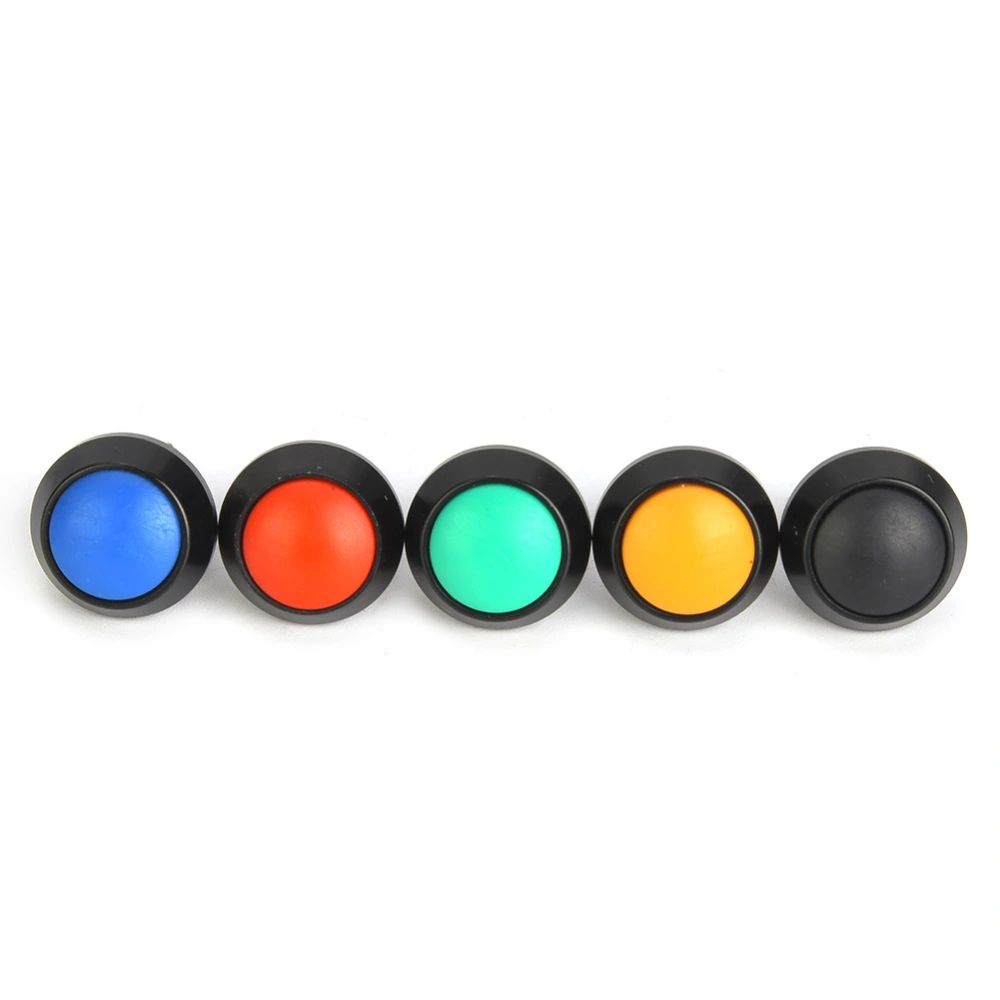 5Pcs Push Button Reset Switch Metal IP65 12mm 3A/250VAC with 5Pcs Nuts(red,green,yellow,blue, black)