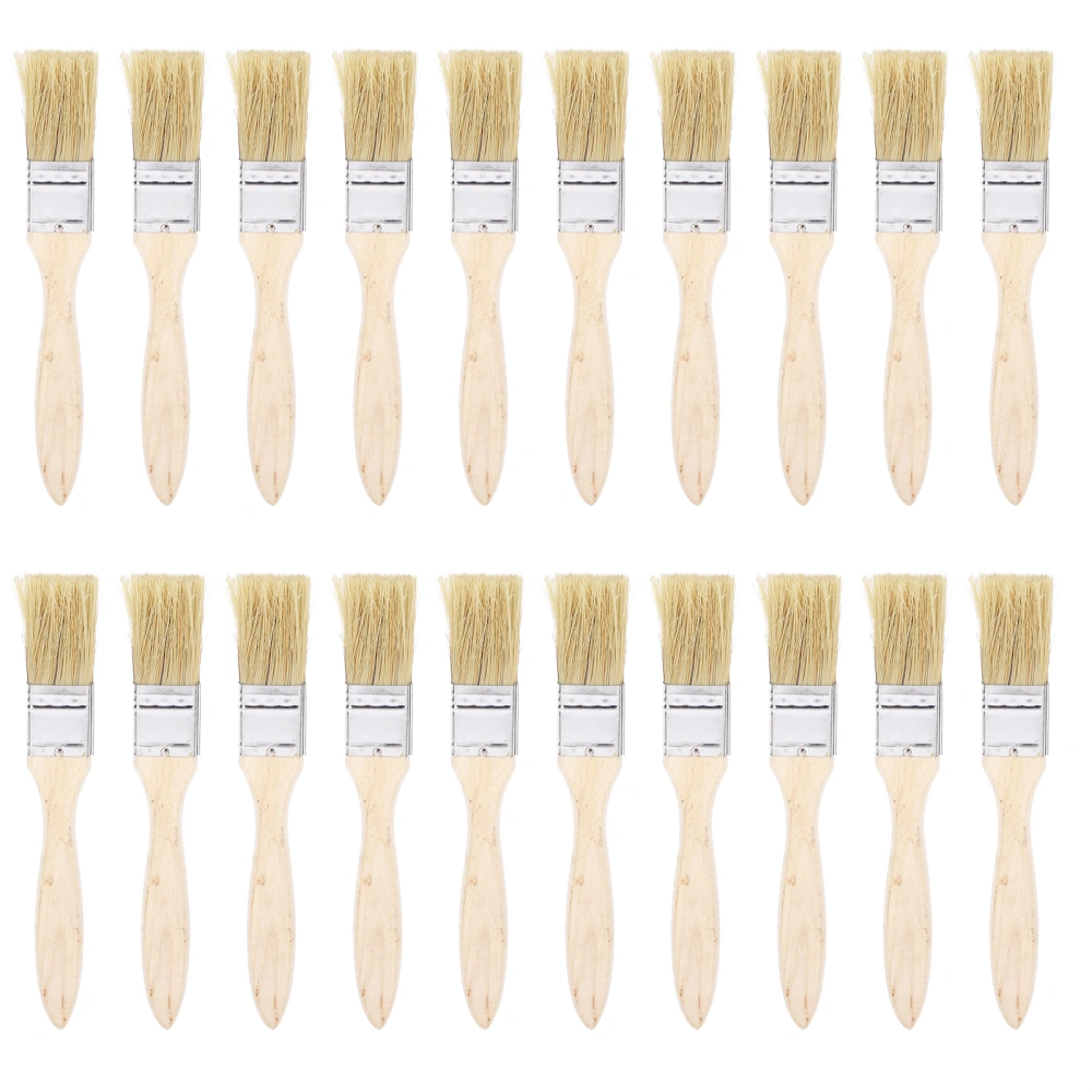 20Pcs Paint Brush Artificial Fur Flat Wood Handle Brush Kit for Grilling or Cleaning 25mm