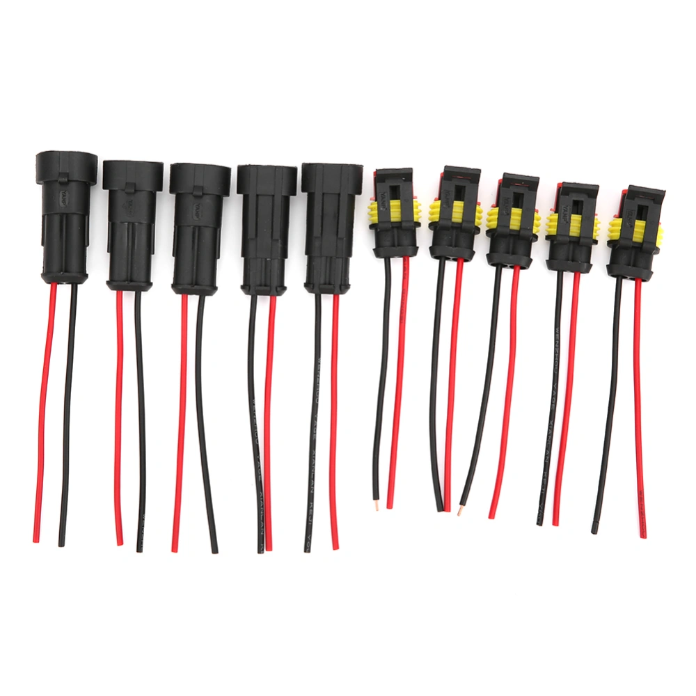 5 Sets 1/2/3 Pin Car Waterproof Electrical Connector Plug with Wire Cable2P