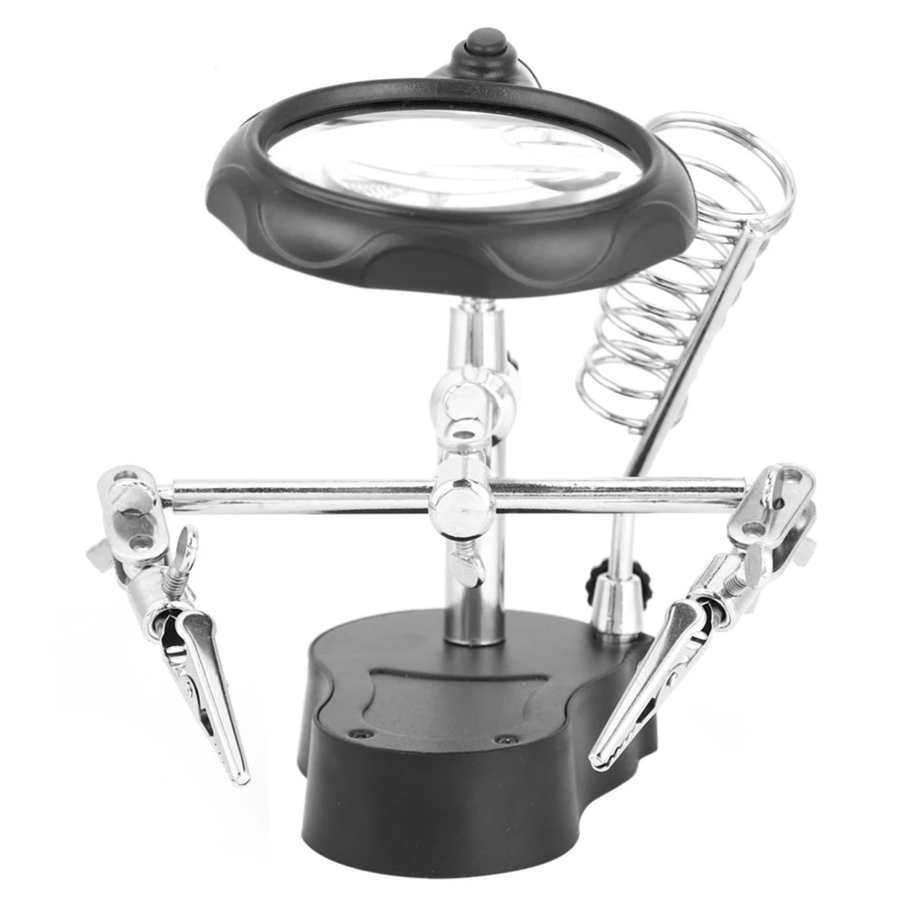 Helping Hand Repair Stand Magnifying Glass Auxiliary Clip Clamp with LED Light WorkbenchTE-801